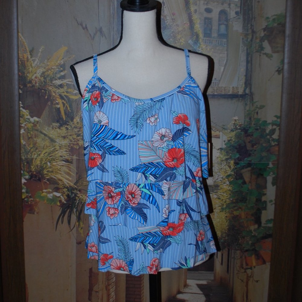 ***SALE*** - NWT Tropical Print Tiered Swimsuit top - Size 18